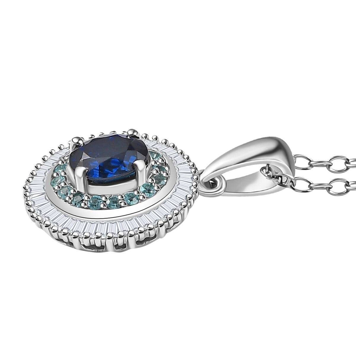 Rhapsody AAA Ceylon-Saphir, Paraiba Turmalin AGI zertifiziert Schmuckset ca. 50 cm 950 Platin ca. 1.52 ct