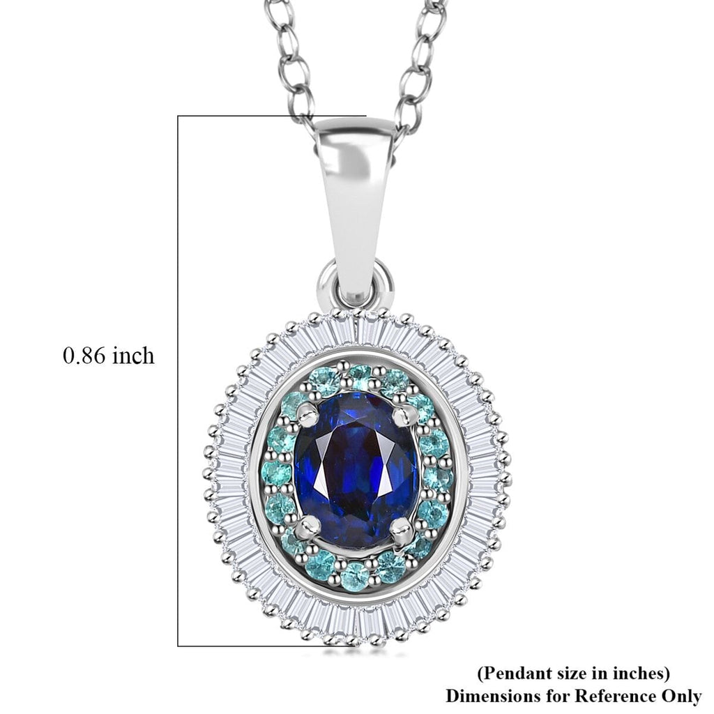 Rhapsody AAA Ceylon-Saphir, Paraiba Turmalin AGI zertifiziert Schmuckset ca. 50 cm 950 Platin ca. 1.52 ct