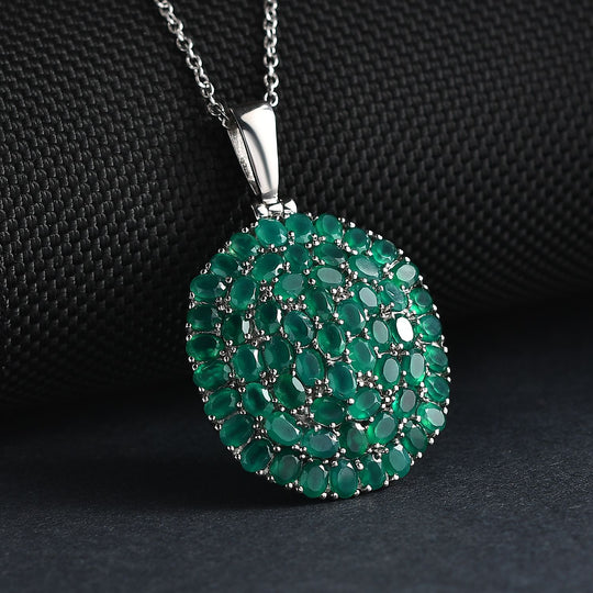 Verde Onyx Anhänger mit Kette, 316L Edelstahl ca. 9.44 ct