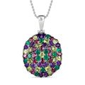 Rhodolith Granat, Afrikanischer Amethyst Anhänger mit Kette, Edelstahl ca. 9.44 ct