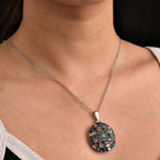 Rhodolith Granat, Afrikanischer Amethyst Anhänger mit Kette, Edelstahl ca. 9.44 ct