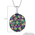 Rhodolith Granat, Afrikanischer Amethyst Anhänger mit Kette, Edelstahl ca. 9.44 ct