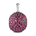 Rhodolith Granat Anhänger mit Kette, Edelstahl ca. 9.44 ct
