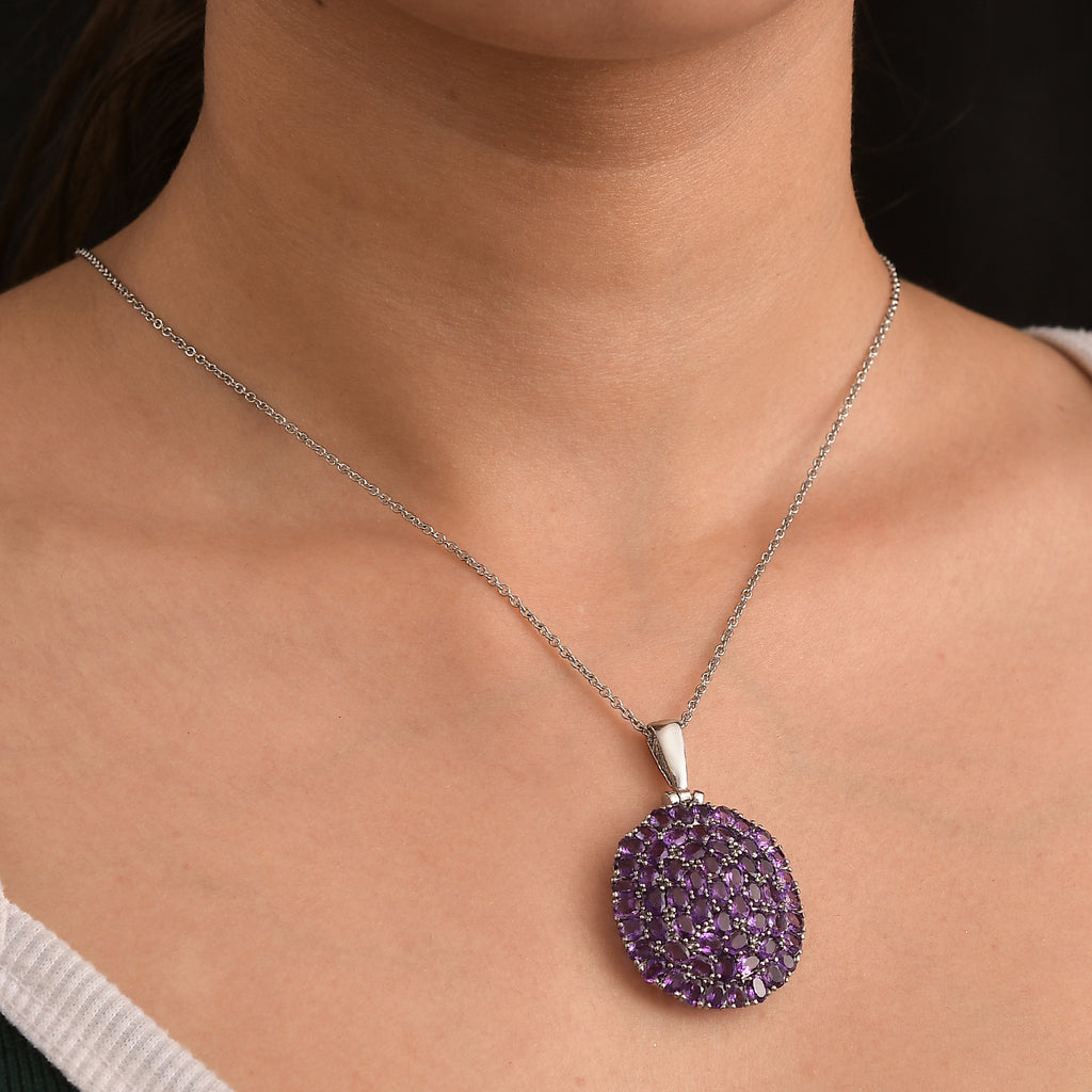 Afrikanischer Amethyst Anhänger mit Kette, Edelstahl ca. 9.44 ct