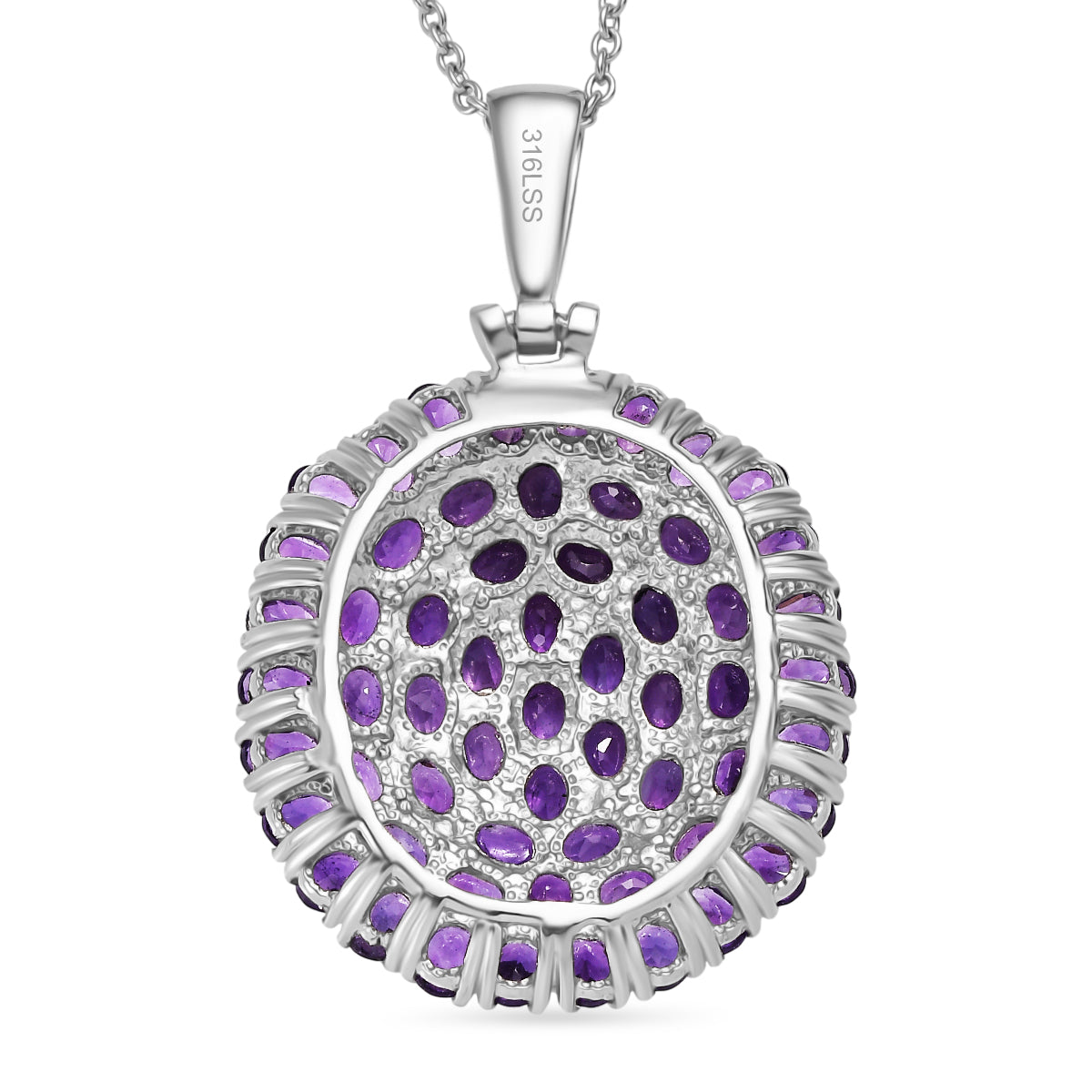 Afrikanischer Amethyst Anhänger mit Kette, Edelstahl ca. 9.44 ct