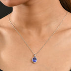 Rhapsody AAAA Tansanit, Weißer Diamant AGI zertifiziert Schmuckset ca. 50 cm 950 Platin ca. 3.04 ct