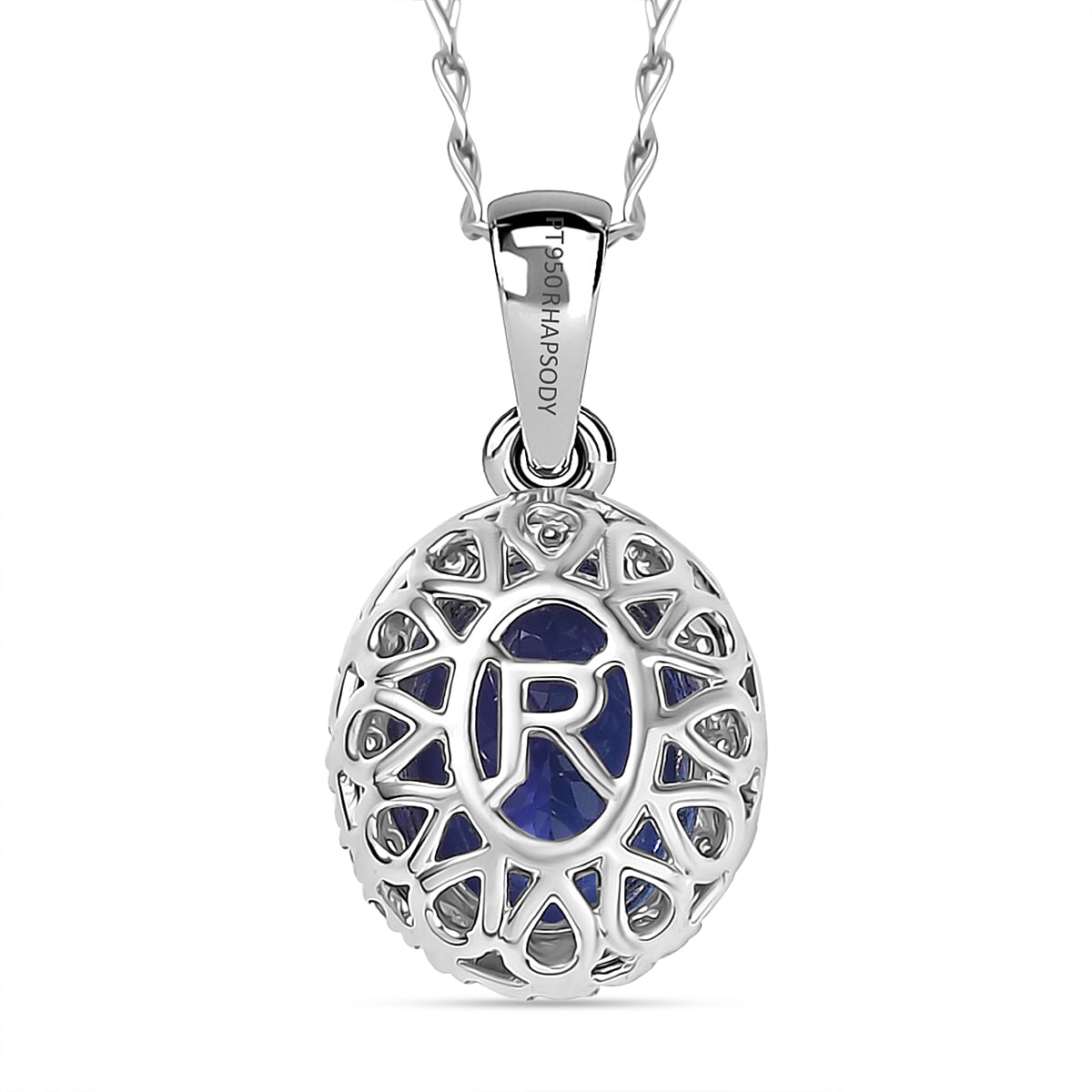 Rhapsody AAAA Tansanit, Weißer Diamant AGI zertifiziert Schmuckset ca. 50 cm 950 Platin ca. 3.04 ct