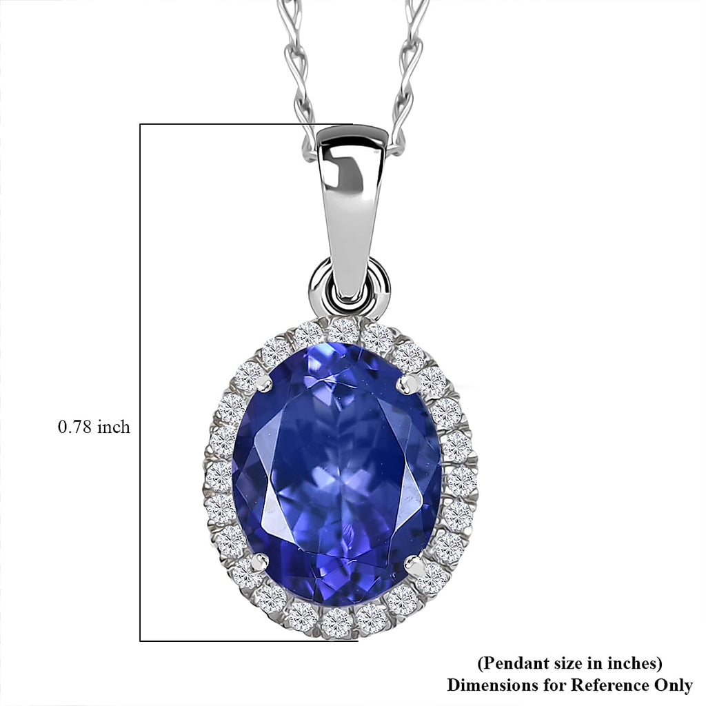 Rhapsody AAAA Tansanit, Weißer Diamant AGI zertifiziert Schmuckset ca. 50 cm 950 Platin ca. 3.04 ct