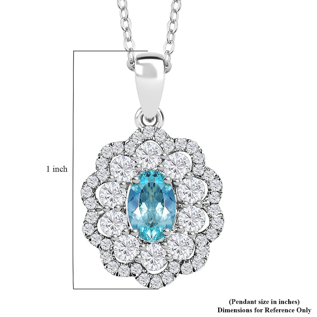 AAAA Paraiba Turmalin, Weißer Diamant AGI zertifiziert Schmuckset ca. 50 cm 950 Platin ca. 2.08 ct