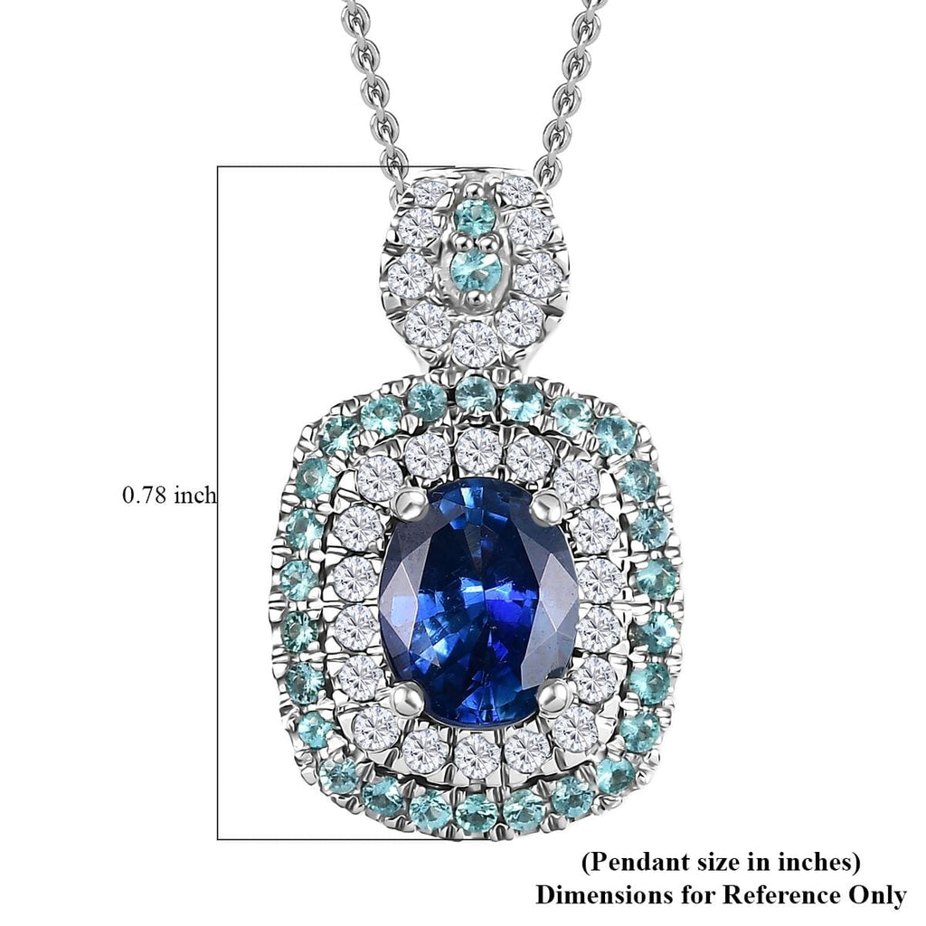 AAAA Ceylon-Saphir, Paraiba Turmalin AGI zertifiziert Schmuckset ca. 50 cm 950 Platin ca. 2.06 ct