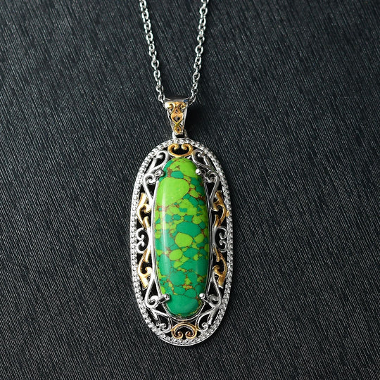 Grünes Türkis Schmuckset mit Magnet, 950 Kupfer bicolor ca. 17,00 ct
