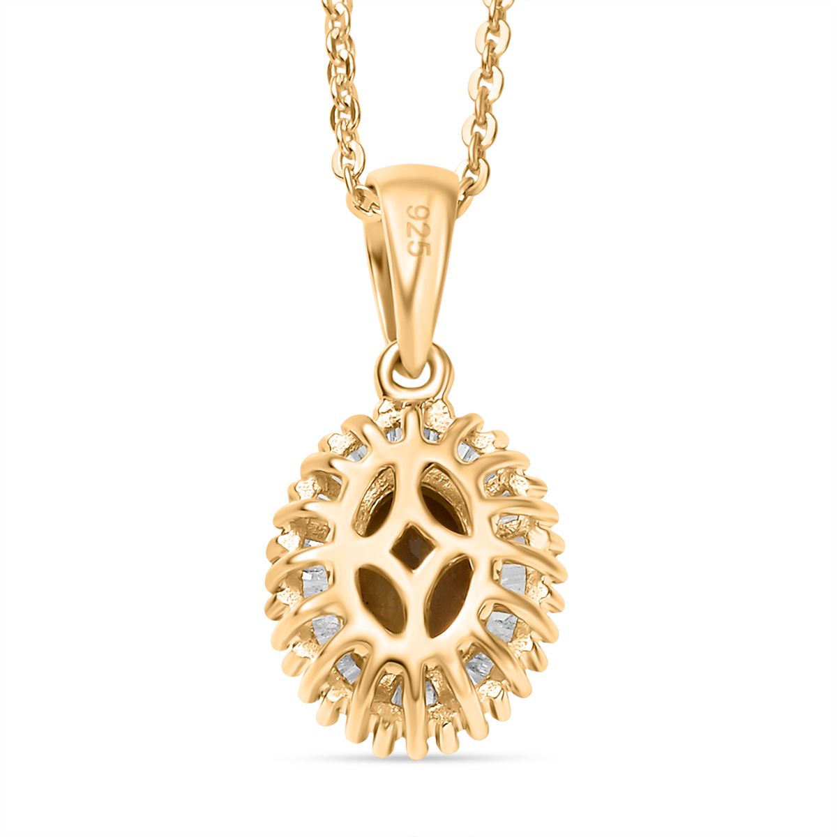 AA Natürlicher goldener Tansanit, Weißer Diamant Schmuckset 925 Silber 750 Gelbgold Vermeil ca. 1,00 ct.