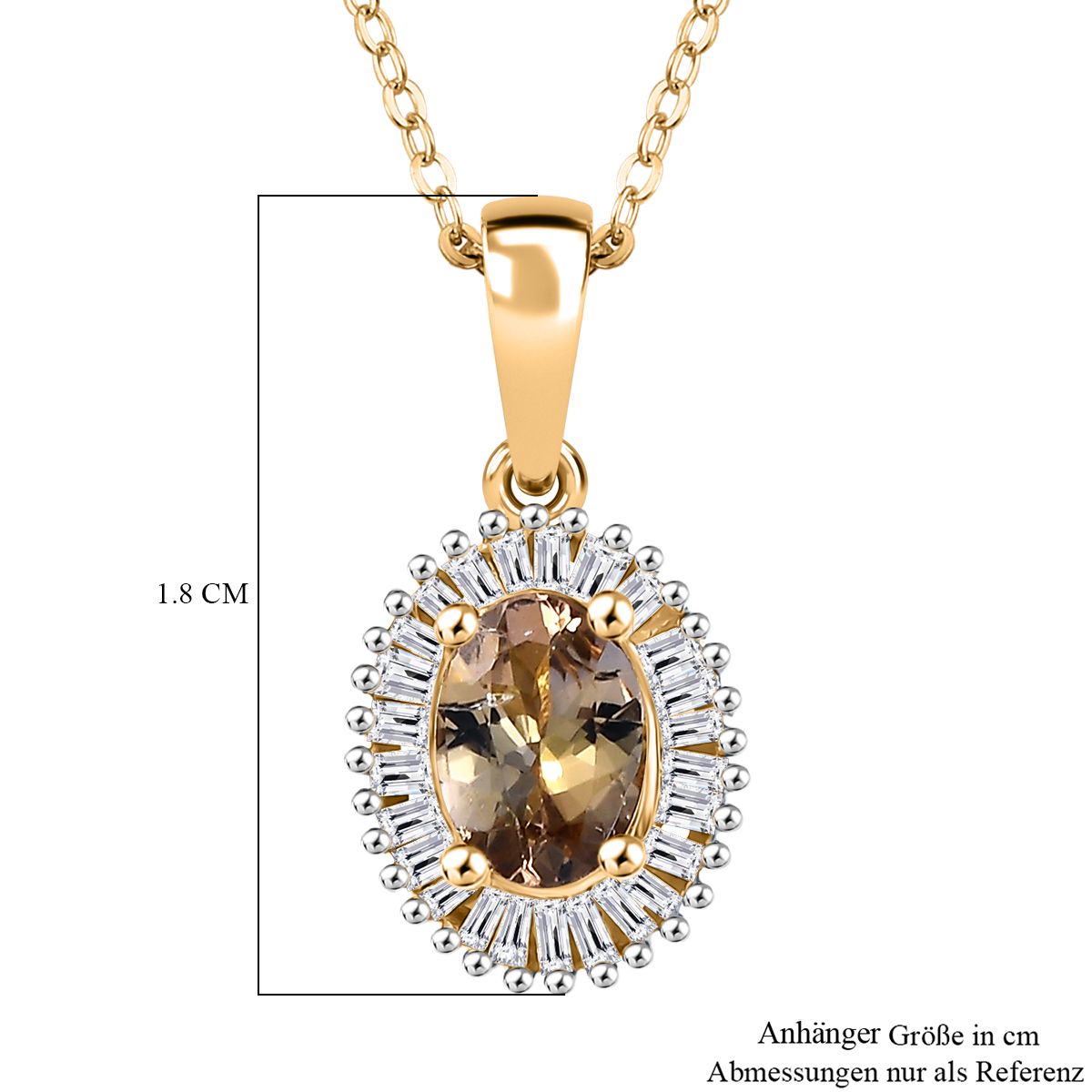 AA Natürlicher goldener Tansanit, Weißer Diamant Schmuckset 925 Silber 750 Gelbgold Vermeil ca. 1,00 ct.