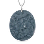 Natürlicher Olmek Jadeit Anhänger mit Kette ca. 50 cm, 925 Silber rhodiniert ca. 105.00 ct
