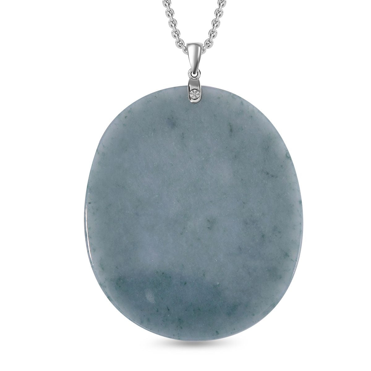 Natürlicher Olmek Jadeit Anhänger mit Kette ca. 50 cm, 925 Silber rhodiniert ca. 105.00 ct