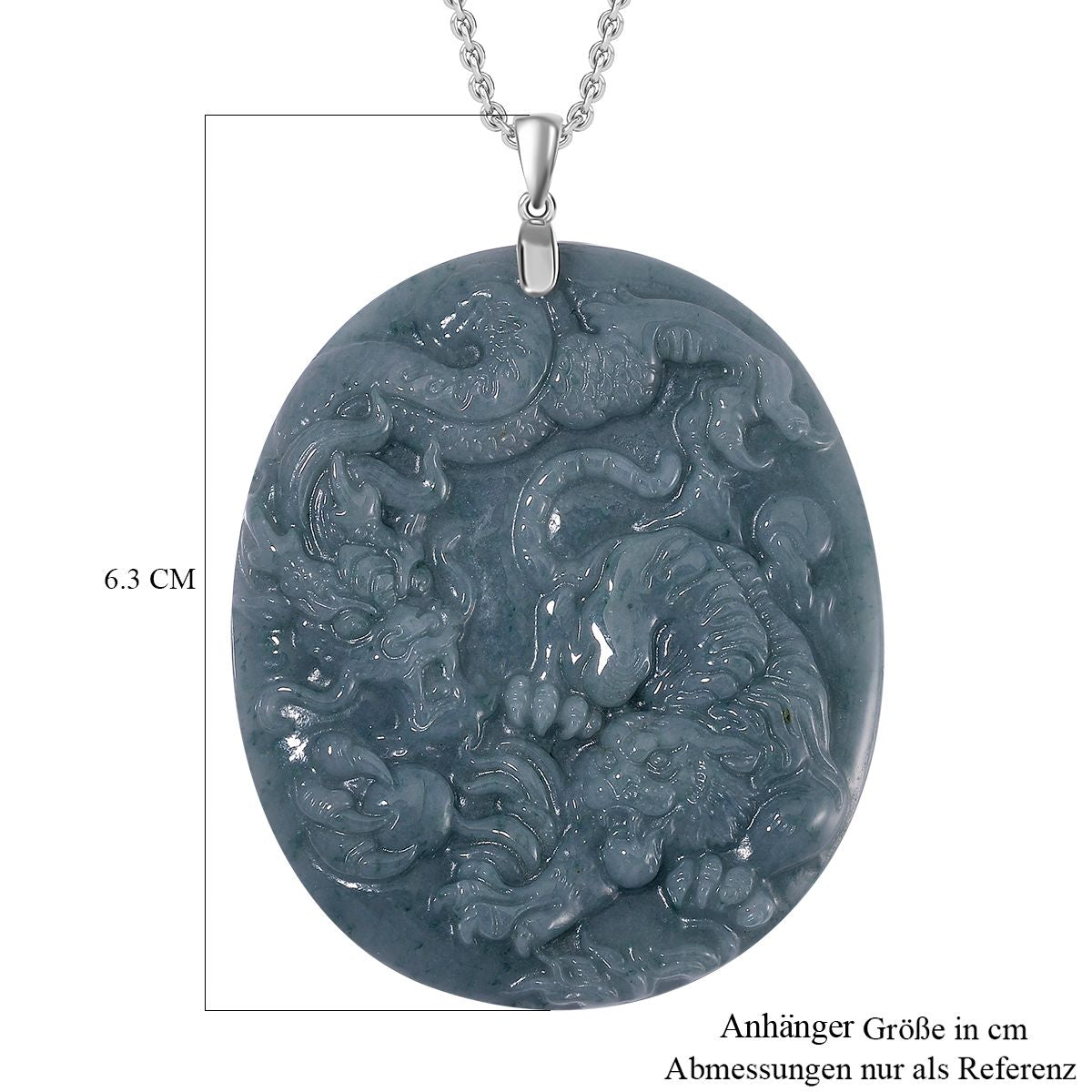 Natürlicher Olmek Jadeit Anhänger mit Kette ca. 50 cm, 925 Silber rhodiniert ca. 105.00 ct