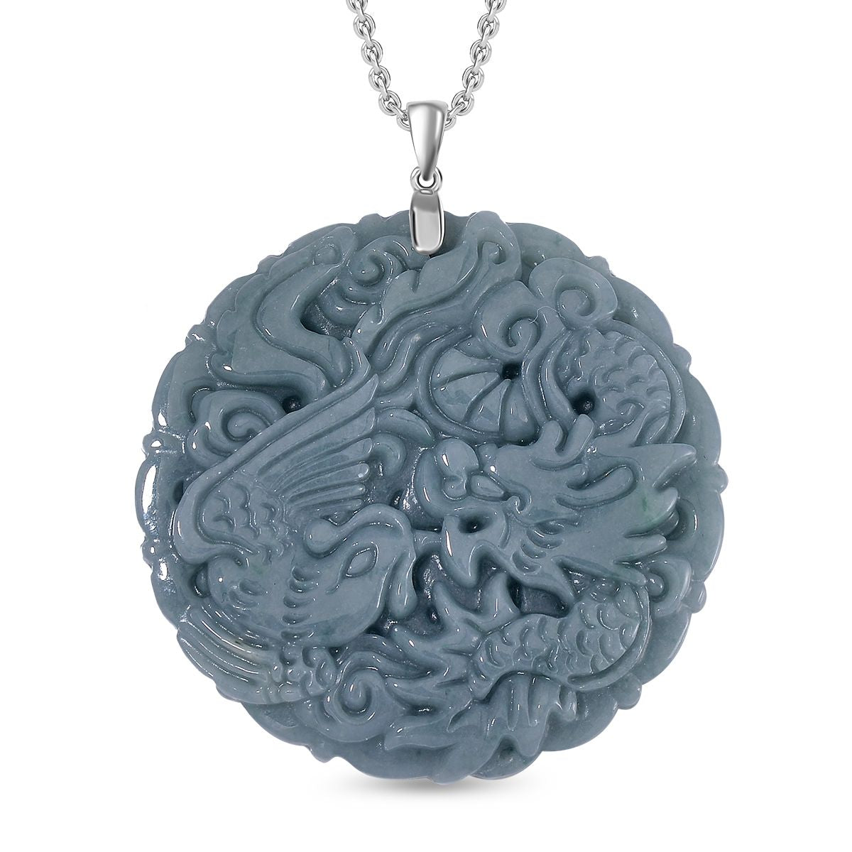 Natürlicher Olmek Jadeit Anhänger mit Kette ca. 50 cm, 925 Silber rhodiniert ca. 110.00 ct