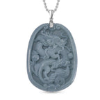 Natürlicher Olmek Jadeit Anhänger mit Kette ca. 50 cm, 925 Silber rhodiniert ca. 105.00 ct