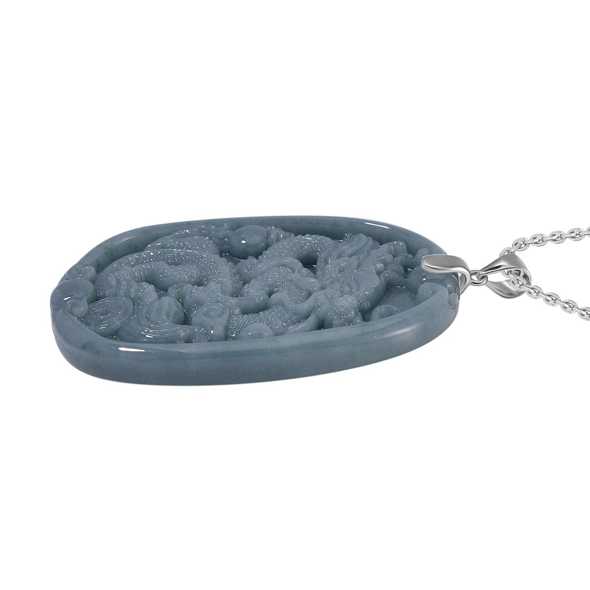 Natürlicher Olmek Jadeit Anhänger mit Kette ca. 50 cm, 925 Silber rhodiniert ca. 105.00 ct