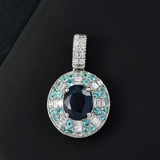 Rhapsody AAAA Ceylon-Saphir, Paraiba Turmalin AGI zertifiziert Schmuckset ca. 50 cm 950 Platin ca. 1.91 ct