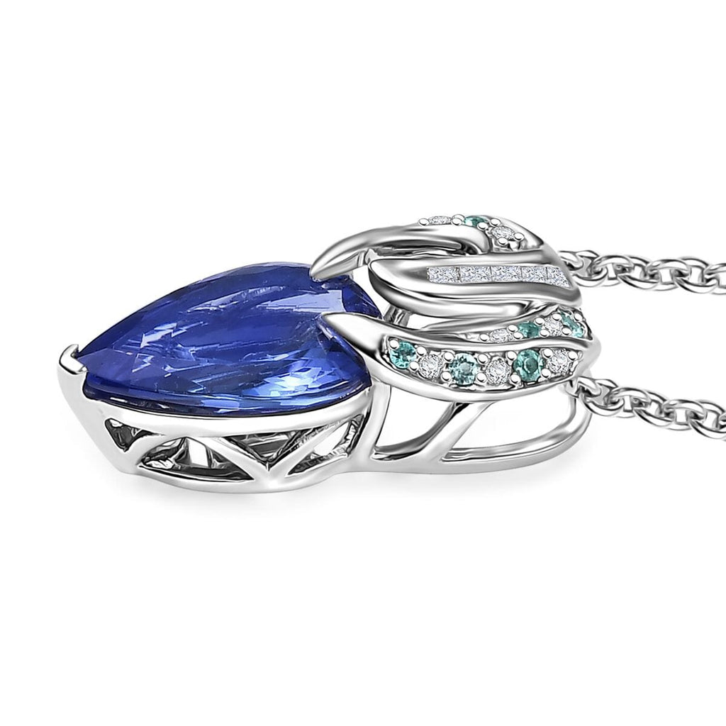 AAAA Tansanit, Weißer Diamant Schmuckset ca. 50 cm 950 Platin ca. 3,71 ct.