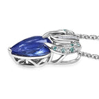 AAAA Tansanit, Weißer Diamant Schmuckset ca. 50 cm 950 Platin ca. 3,71 ct.