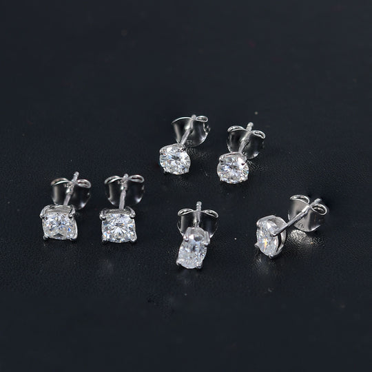 3er Set Moissanit Ohrstecker, 925 Silber rhodiniert ca. 2,82 ct.