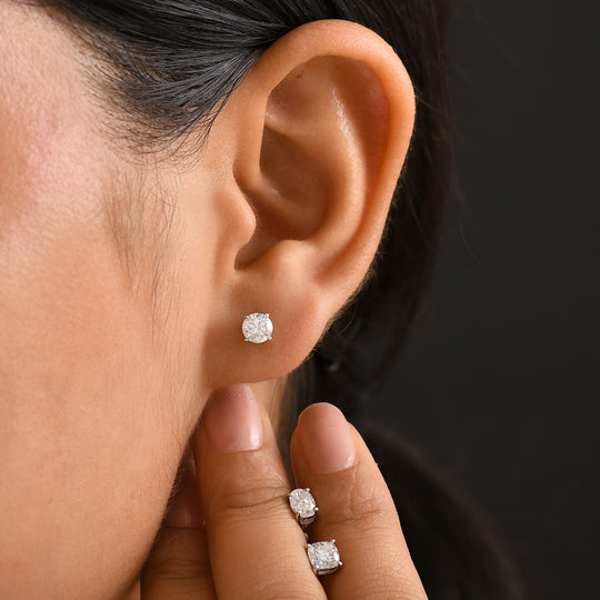 3er Set Moissanit Ohrstecker, 925 Silber rhodiniert ca. 2,82 ct.
