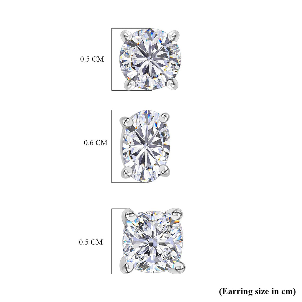 3er Set Moissanit Ohrstecker, 925 Silber rhodiniert ca. 2,82 ct.