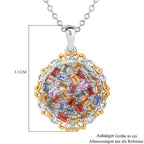 Mehrfarbiger Saphir, Weißer Zirkon Anhänger mit Kette, 925 Silber Gelbgold Vermeil ca. 3.61 ct