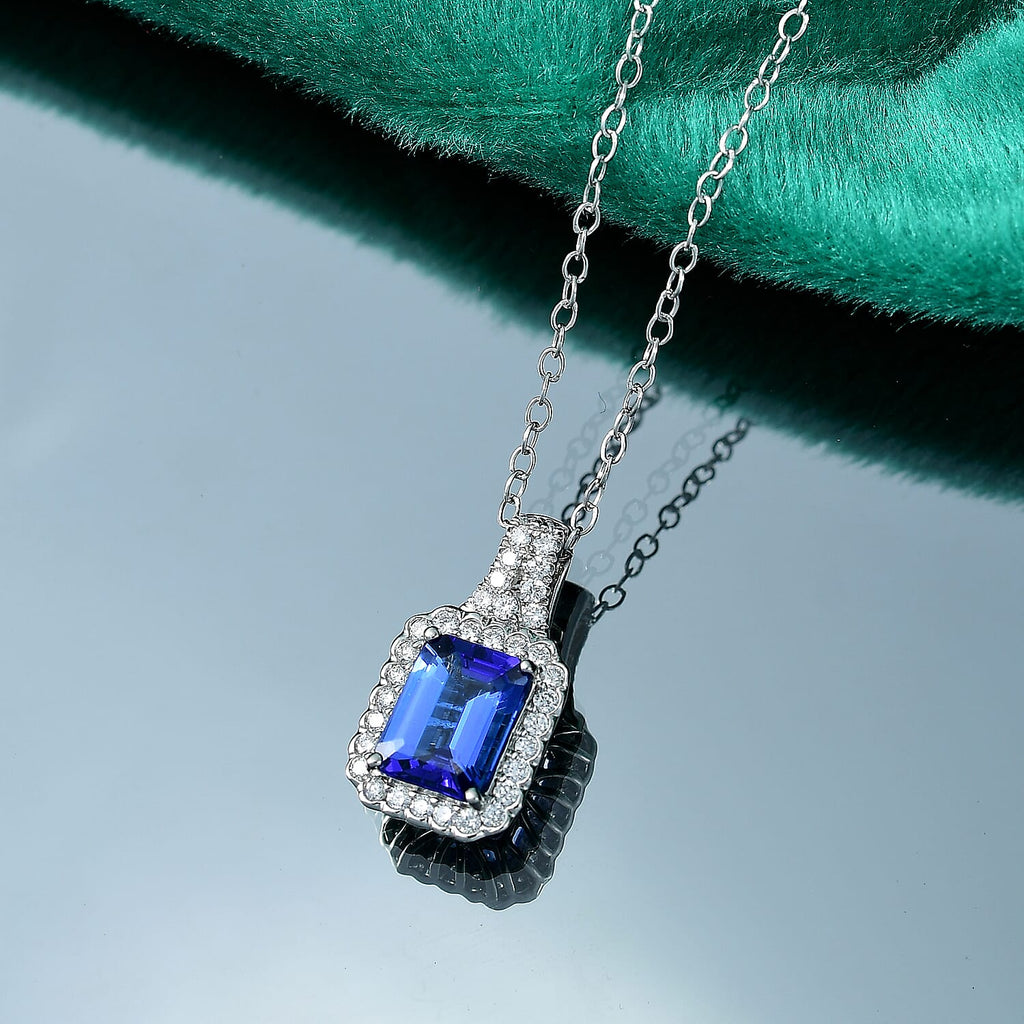 Rhapsody AAAA Tansanit, Weißer Diamant VS-EF AGI zertifiziert und geprüft Anhänger mit Kette ca. 50 cm 950 Platin ca. 2,75 ct.