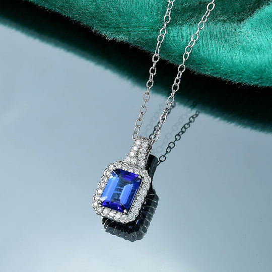 Rhapsody AAAA Tansanit, Weißer Diamant VS-EF AGI zertifiziert und geprüft Anhänger mit Kette ca. 50 cm 950 Platin ca. 2,75 ct.