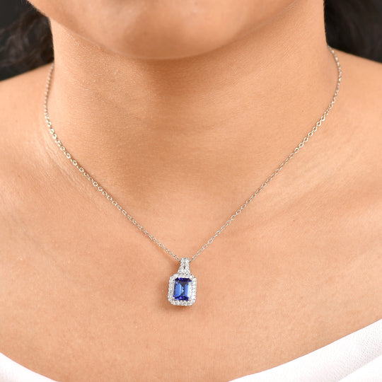 Rhapsody AAAA Tansanit, Weißer Diamant VS-EF AGI zertifiziert und geprüft Anhänger mit Kette ca. 50 cm 950 Platin ca. 2,75 ct.