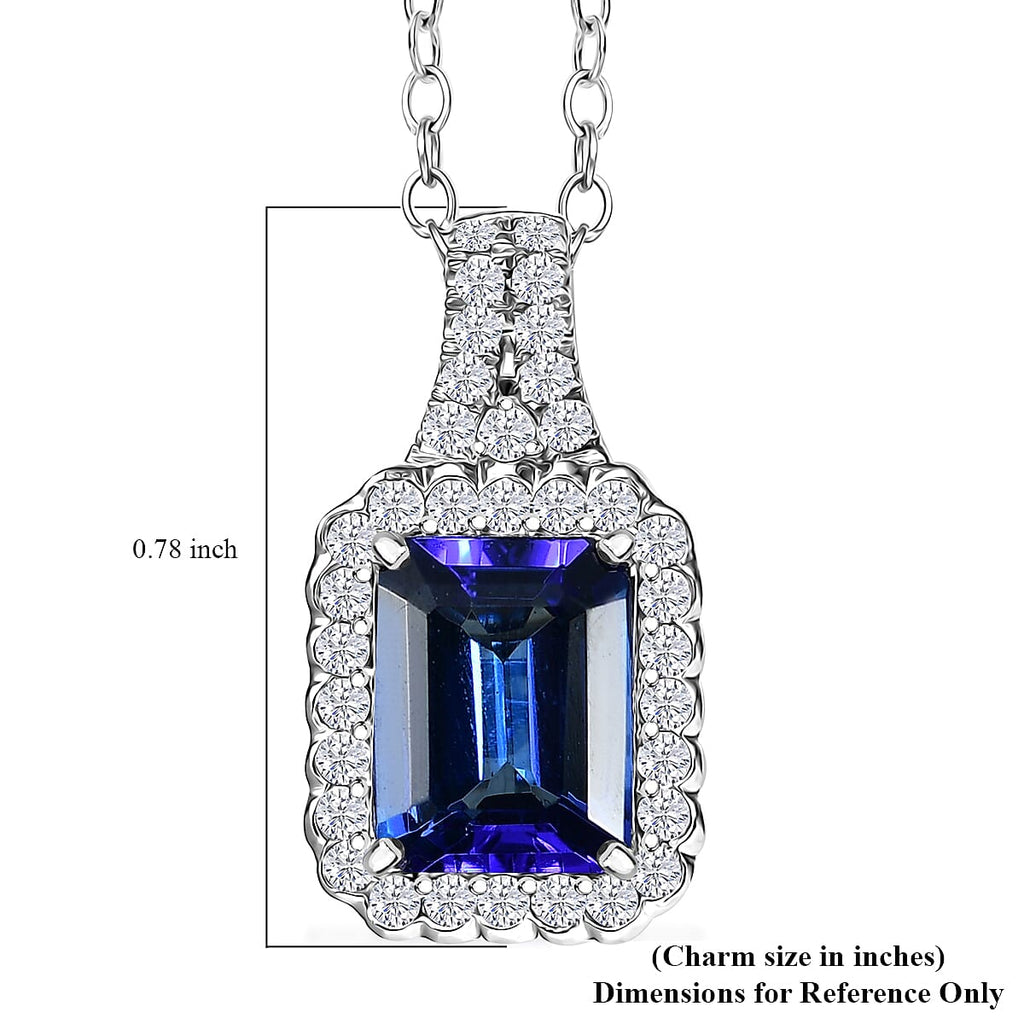 Rhapsody AAAA Tansanit, Weißer Diamant VS-EF AGI zertifiziert und geprüft Anhänger mit Kette ca. 50 cm 950 Platin ca. 2,75 ct.
