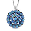Simuliertes Blauer Opal Anhänger mit Kette ca. 50 cm + 5 cm Extender, 316L Edelstahl