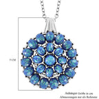 Simuliertes Blauer Opal Anhänger mit Kette ca. 50 cm + 5 cm Extender, 316L Edelstahl