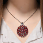 Simuliertes Rotes Opal Anhänger mit Kette ca. 50 cm + 5 cm Extender, 316L Edelstahl