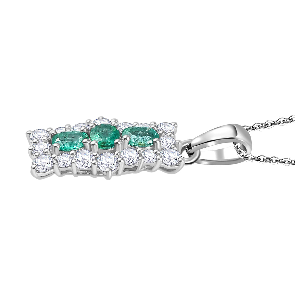 AAA Smaragd, Moissanit Schmuckset 925 Silber rhodiniert ca. 2,47 ct.