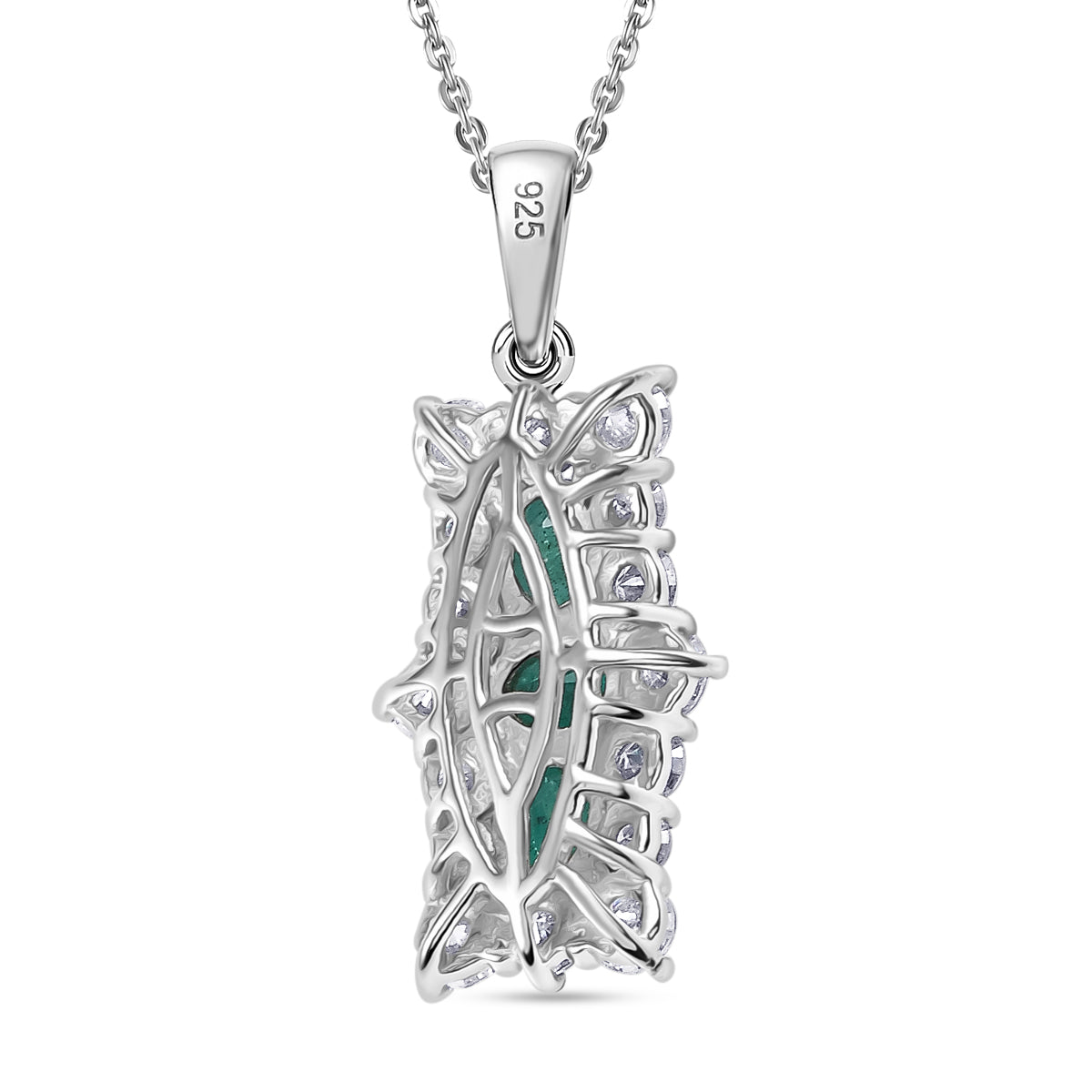 AAA Smaragd, Moissanit Schmuckset 925 Silber rhodiniert ca. 2,47 ct.