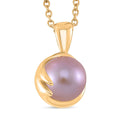 Lila Edison Perle Anhänger mit Kette, Messing, Reiner Edelstahl, vergoldet