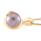 Lila Edison Perle Anhänger mit Kette, Messing, Reiner Edelstahl, vergoldet