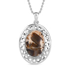 Der Schimmer der Natur - Erdnuss Holz Jaspis Schmuckset Edelstahl ca. 9.50 ct