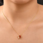 AAAA Blaze-Feueropal Schmuckset 925 Silber 750 Gelb Vergoldet ca. 0,58 ct.