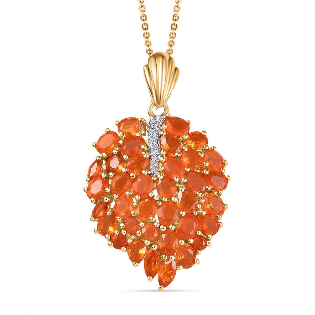 Blaze Feueropal Anhänger mit Kette ca. 45 cm, 925 Silber 750 Gelbgold Vermeil ca. 3.56 ct