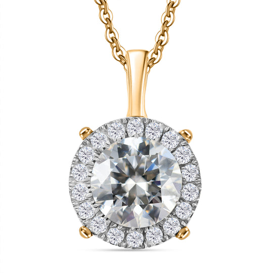 Moissanit Anhänger mit Kette ca. 50 cm, 925 Silber 750 Roségold Vermeil ca. 2.07 ct