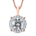 Moissanit Anhänger mit 50cm Kette, 925 Silber 750 Roségold Vermeil - 2 ct.