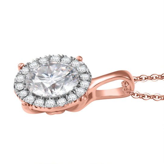 Moissanit Anhänger mit Kette ca. 50 cm, 925 Silber 750 Roségold Vermeil ca. 2.07 ct