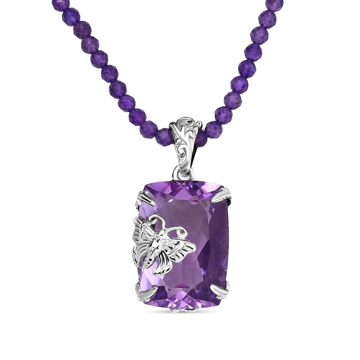 Rosa Amethyst, Afrikanischer Amethyst Anhänger mit Kette ca. 50 cm, 925 Silber rhodiniert ca. 45.00 ct
