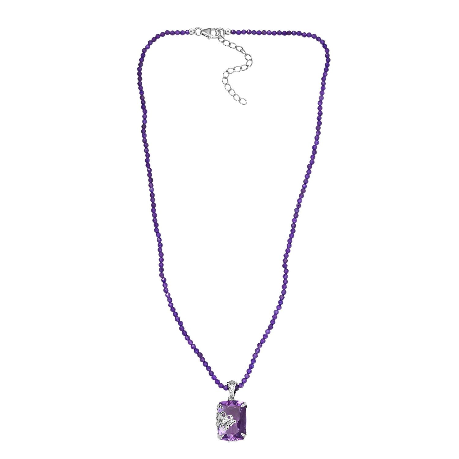 Rosa Amethyst, Afrikanischer Amethyst Anhänger mit Kette ca. 50 cm, 925 Silber rhodiniert ca. 45.00 ct