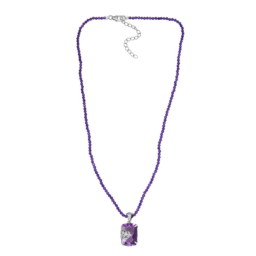 Rosa Amethyst, Afrikanischer Amethyst Anhänger mit Kette ca. 50 cm, 925 Silber rhodiniert ca. 45.00 ct